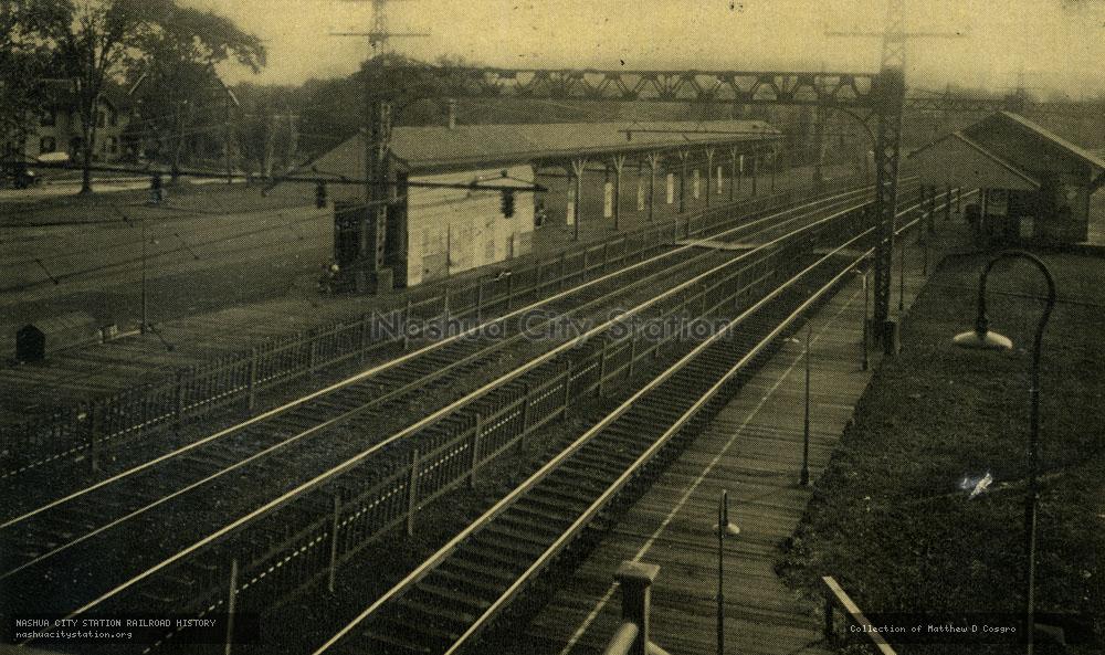 Postcard: Railroad Station and Tracks at Noroton Heights, Connecticut